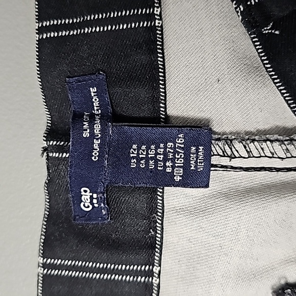 Gap black and white plaid size 12 slim city pants - Picture 6 of 7